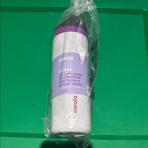 Owala Insulated Straw Bottle - White with Purple Trim